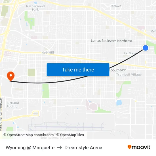 Wyoming @ Marquette to Dreamstyle Arena map