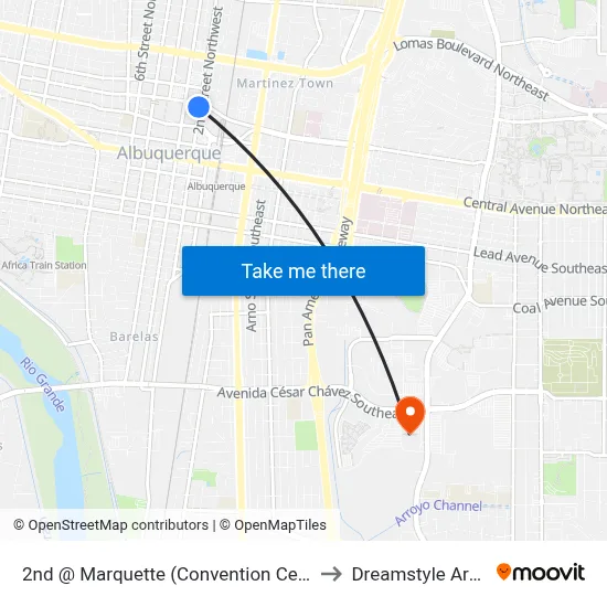 2nd @ Marquette (Convention Center) to Dreamstyle Arena map
