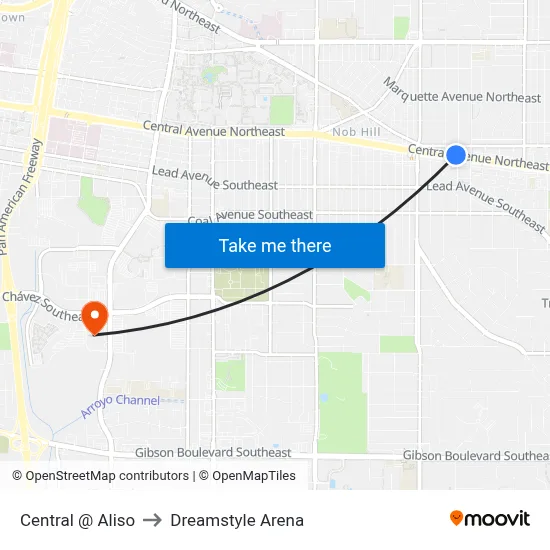 Central @ Aliso to Dreamstyle Arena map