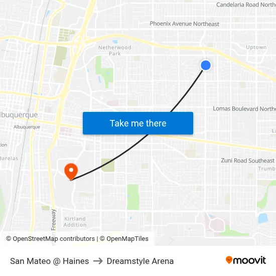 San Mateo @ Haines to Dreamstyle Arena map