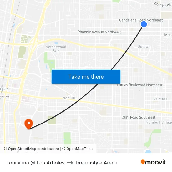 Louisiana @ Los Arboles to Dreamstyle Arena map