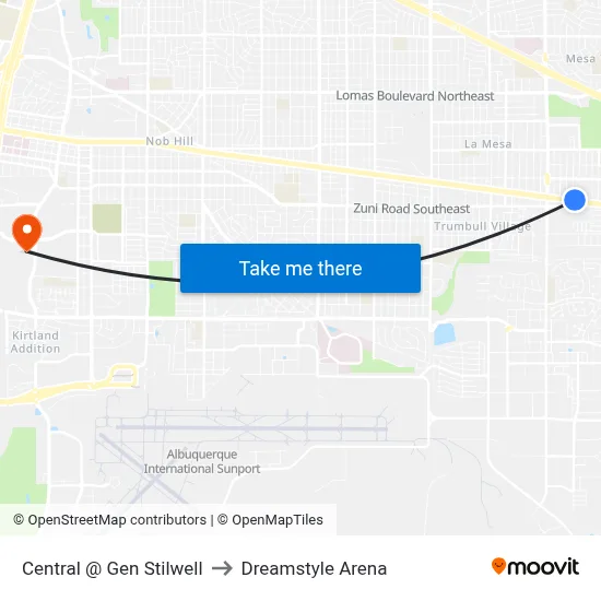 Central @ Gen Stilwell to Dreamstyle Arena map