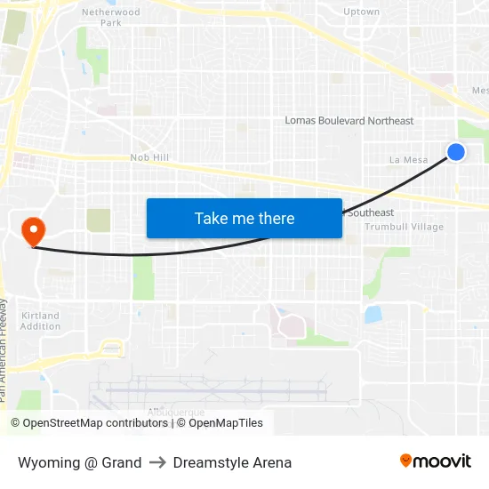 Wyoming @ Grand to Dreamstyle Arena map