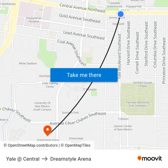 Yale @ Central to Dreamstyle Arena map