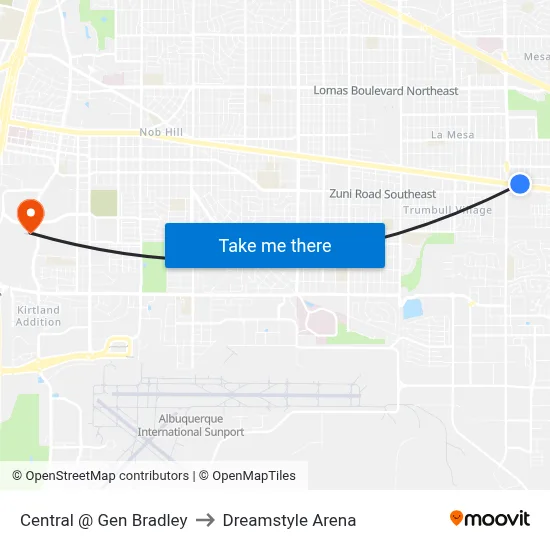 Central @ Gen Bradley to Dreamstyle Arena map