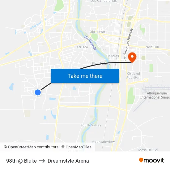 98th @ Blake to Dreamstyle Arena map