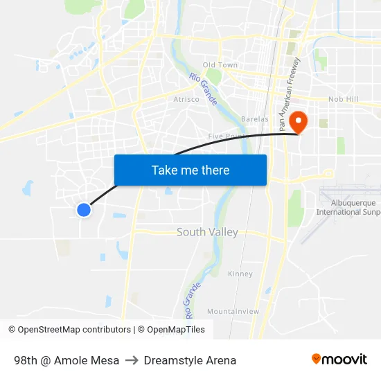 98th @ Amole Mesa to Dreamstyle Arena map