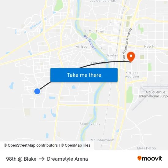98th @ Blake to Dreamstyle Arena map