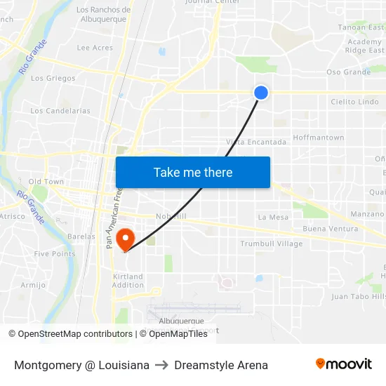 Montgomery @ Louisiana to Dreamstyle Arena map