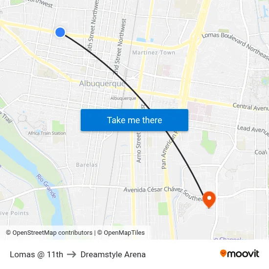 Lomas @ 11th to Dreamstyle Arena map