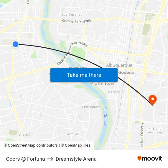 Coors @ Fortuna to Dreamstyle Arena map