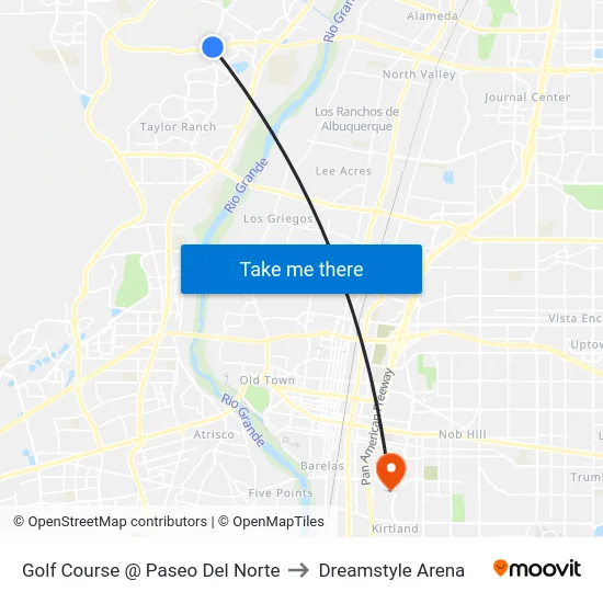 Golf Course @ Paseo Del Norte to Dreamstyle Arena map