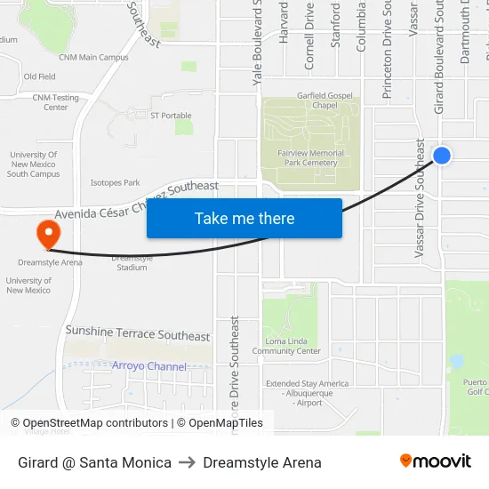 Girard @ Santa Monica to Dreamstyle Arena map