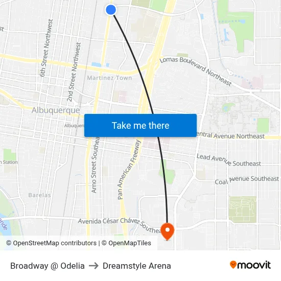 Broadway @ Odelia to Dreamstyle Arena map