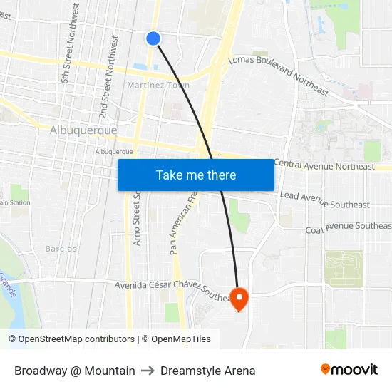 Broadway @ Mountain to Dreamstyle Arena map