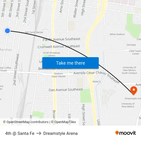 4th @ Santa Fe to Dreamstyle Arena map