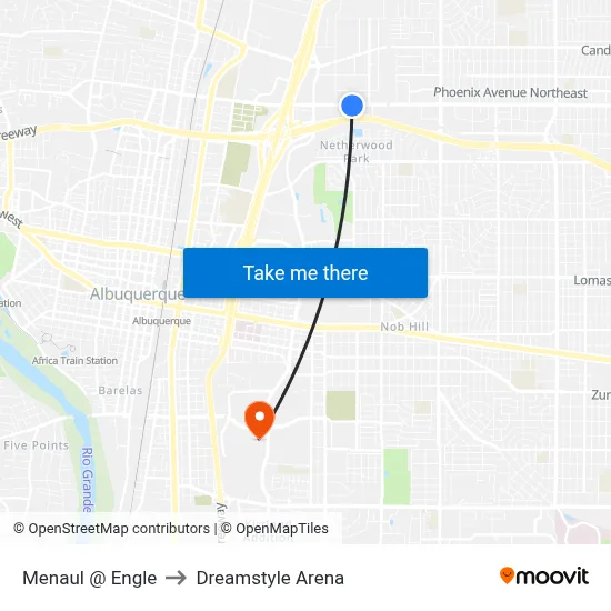 Menaul @ Engle to Dreamstyle Arena map