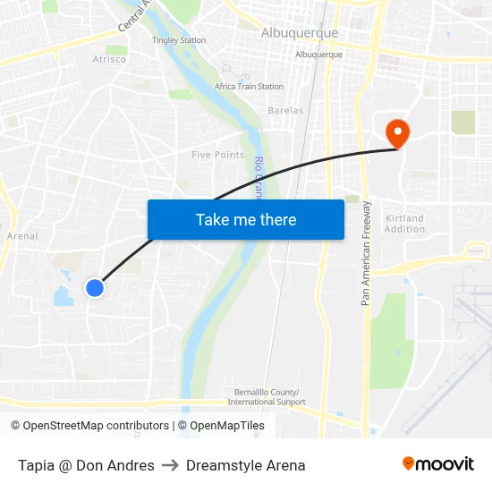 Tapia @ Don Andres to Dreamstyle Arena map