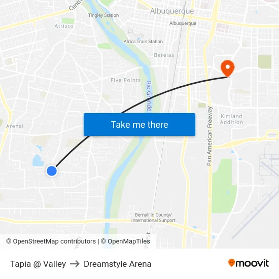 Tapia @ Valley to Dreamstyle Arena map