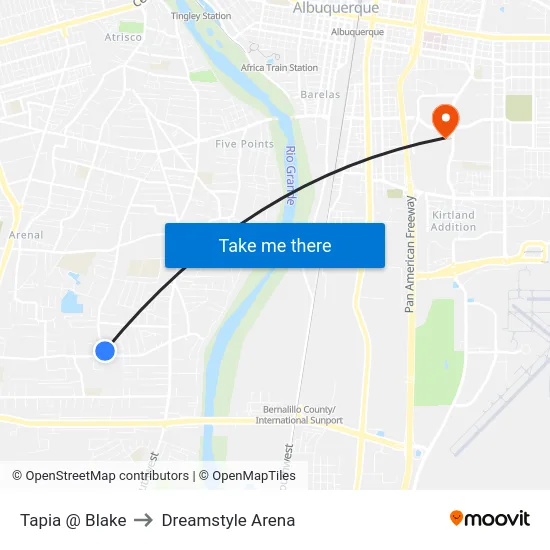 Tapia @ Blake to Dreamstyle Arena map