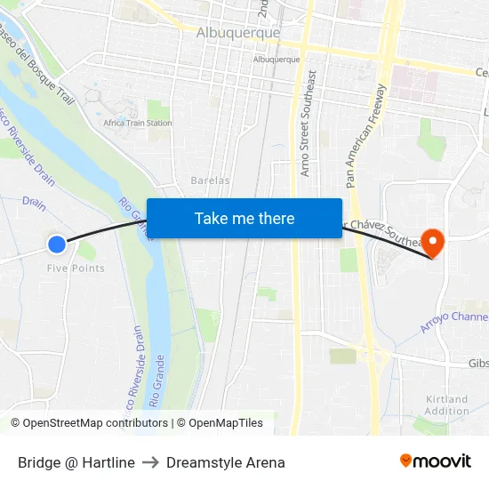 Bridge @ Hartline to Dreamstyle Arena map
