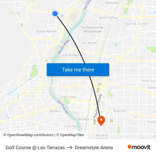 Golf Course @ Las Terrazas to Dreamstyle Arena map
