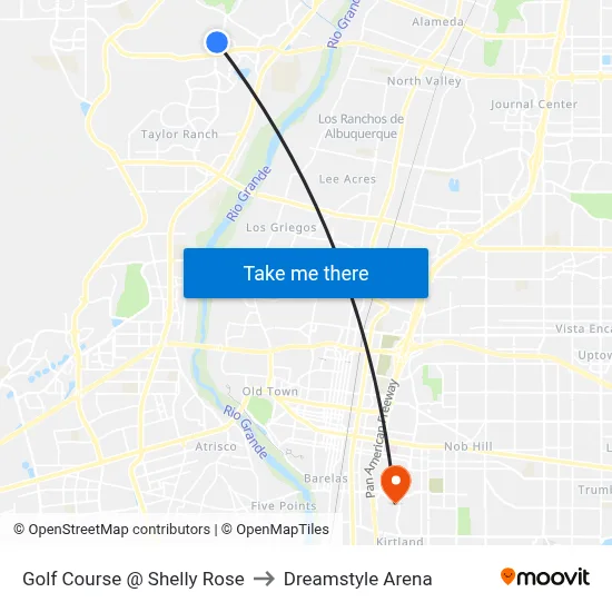 Golf Course @ Shelly Rose to Dreamstyle Arena map