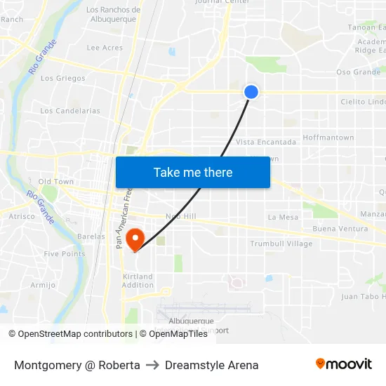 Montgomery @ Roberta to Dreamstyle Arena map