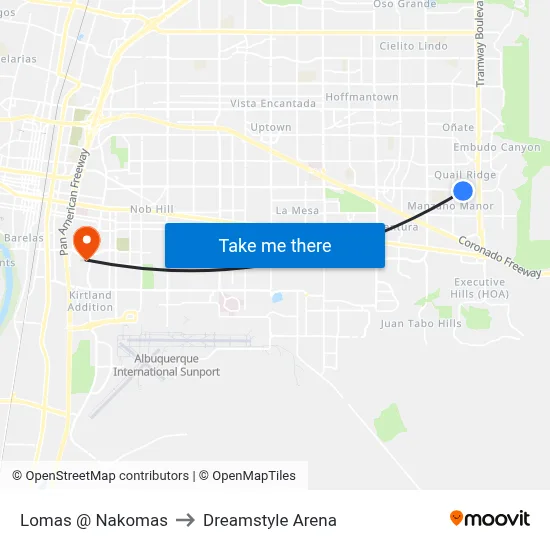 Lomas @ Nakomas to Dreamstyle Arena map