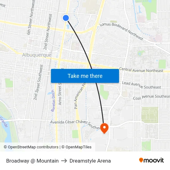 Broadway @ Mountain to Dreamstyle Arena map