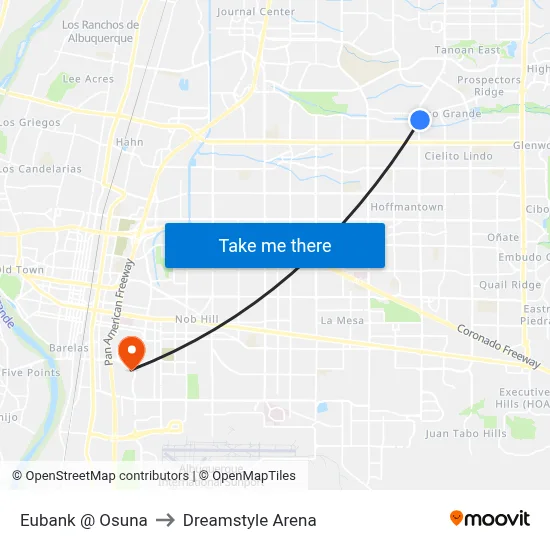 Eubank @ Osuna to Dreamstyle Arena map