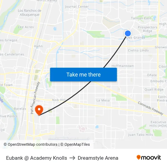 Eubank @ Academy Knolls to Dreamstyle Arena map