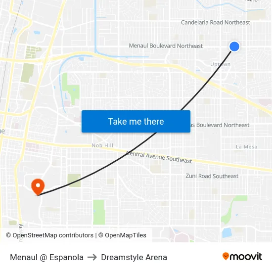 Menaul @ Espanola to Dreamstyle Arena map