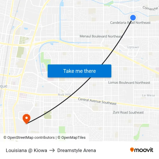 Louisiana @ Kiowa to Dreamstyle Arena map