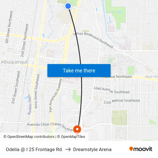 Odelia @ I 25 Frontage Rd. to Dreamstyle Arena map