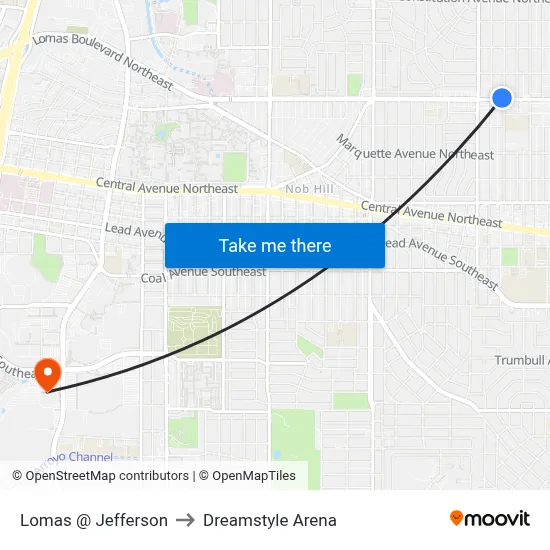 Lomas @ Jefferson to Dreamstyle Arena map
