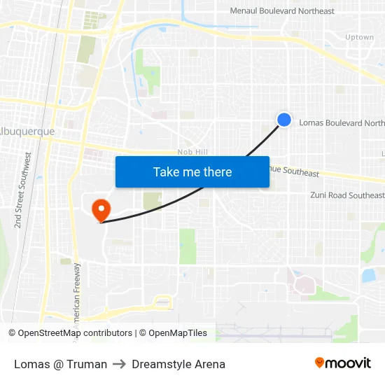 Lomas @ Truman to Dreamstyle Arena map