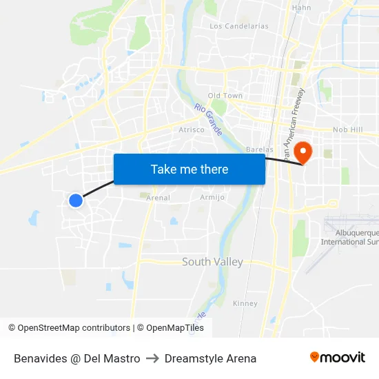 Benavides @ Del Mastro to Dreamstyle Arena map