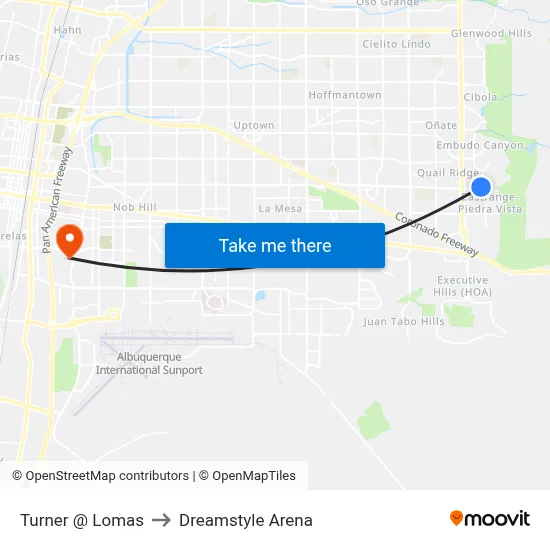 Turner @ Lomas to Dreamstyle Arena map