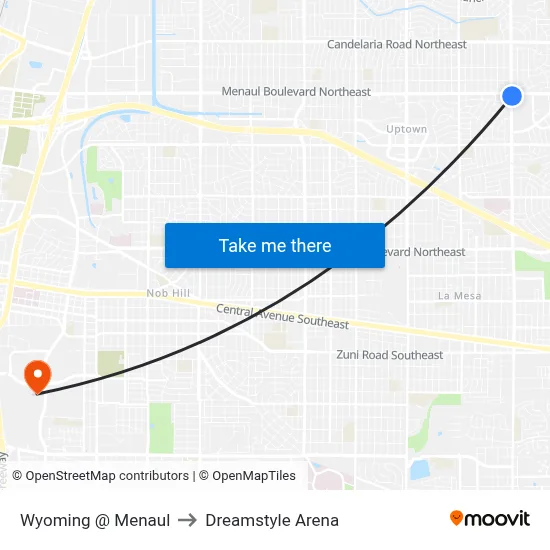 Wyoming @ Menaul to Dreamstyle Arena map
