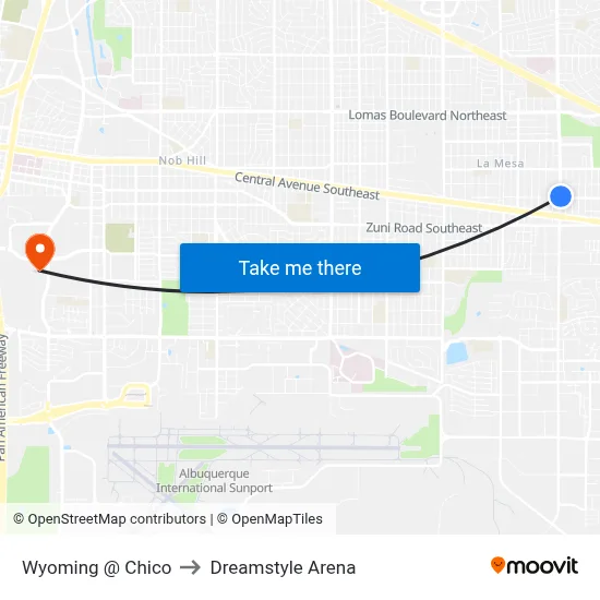Wyoming @ Chico to Dreamstyle Arena map