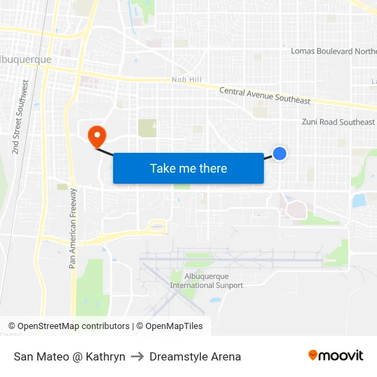 San Mateo @ Kathryn to Dreamstyle Arena map