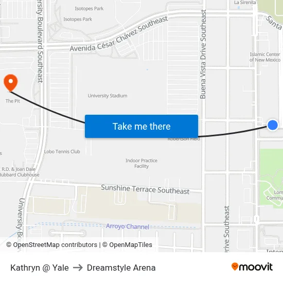 Kathryn @ Yale to Dreamstyle Arena map