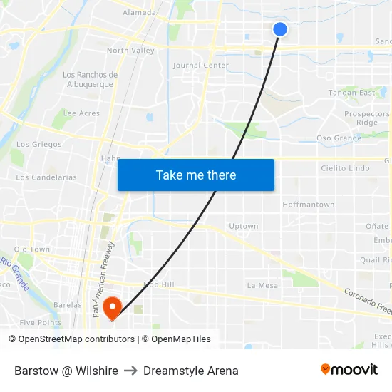 Barstow @ Wilshire to Dreamstyle Arena map