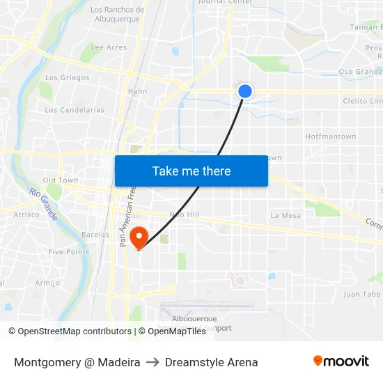 Montgomery @ Madeira to Dreamstyle Arena map