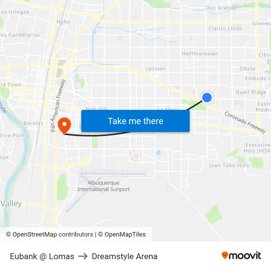 Eubank @ Lomas to Dreamstyle Arena map