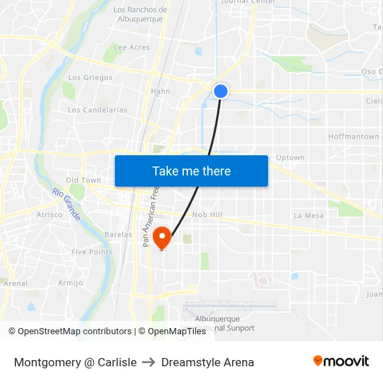 Montgomery @ Carlisle to Dreamstyle Arena map