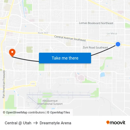 Central @ Utah to Dreamstyle Arena map