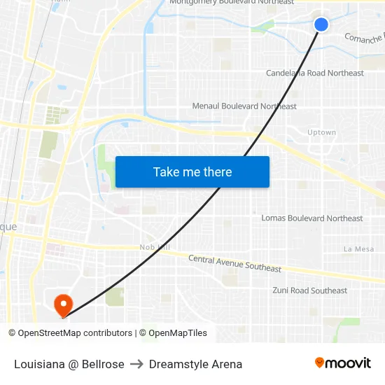 Louisiana @ Bellrose to Dreamstyle Arena map