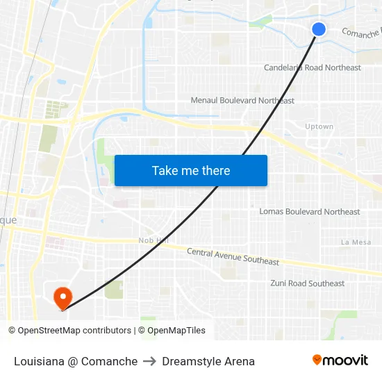 Louisiana @ Comanche to Dreamstyle Arena map